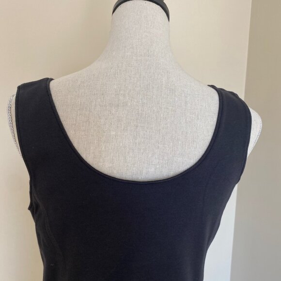 Peruvian Connection Black Midi Sheath Dress Medium 100% Pima Cotton Minimalist - Picture 5 of 9